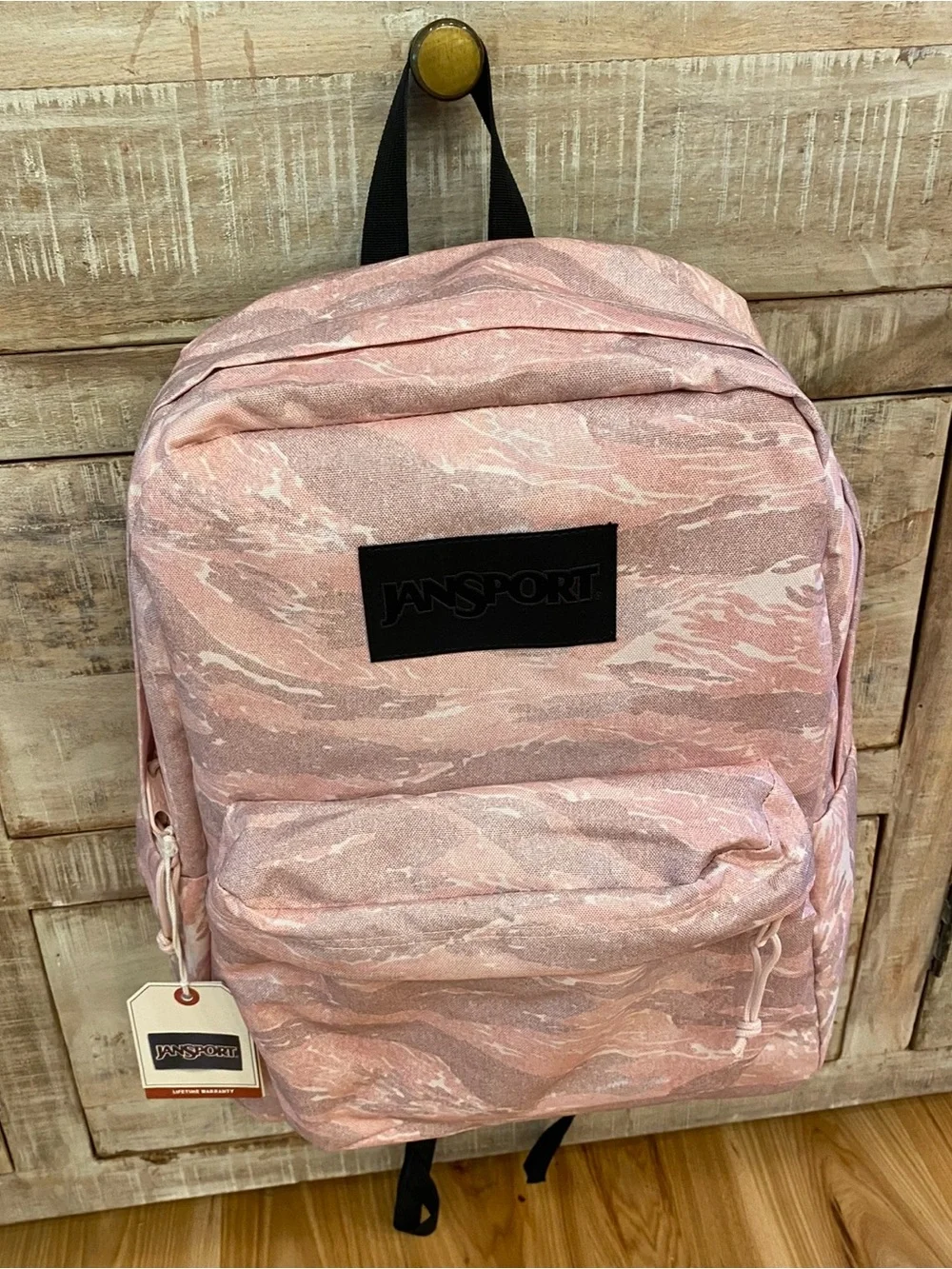 JANSPORT Pink Superbreak LS Rose Smoke Tiger Camo Backpack
